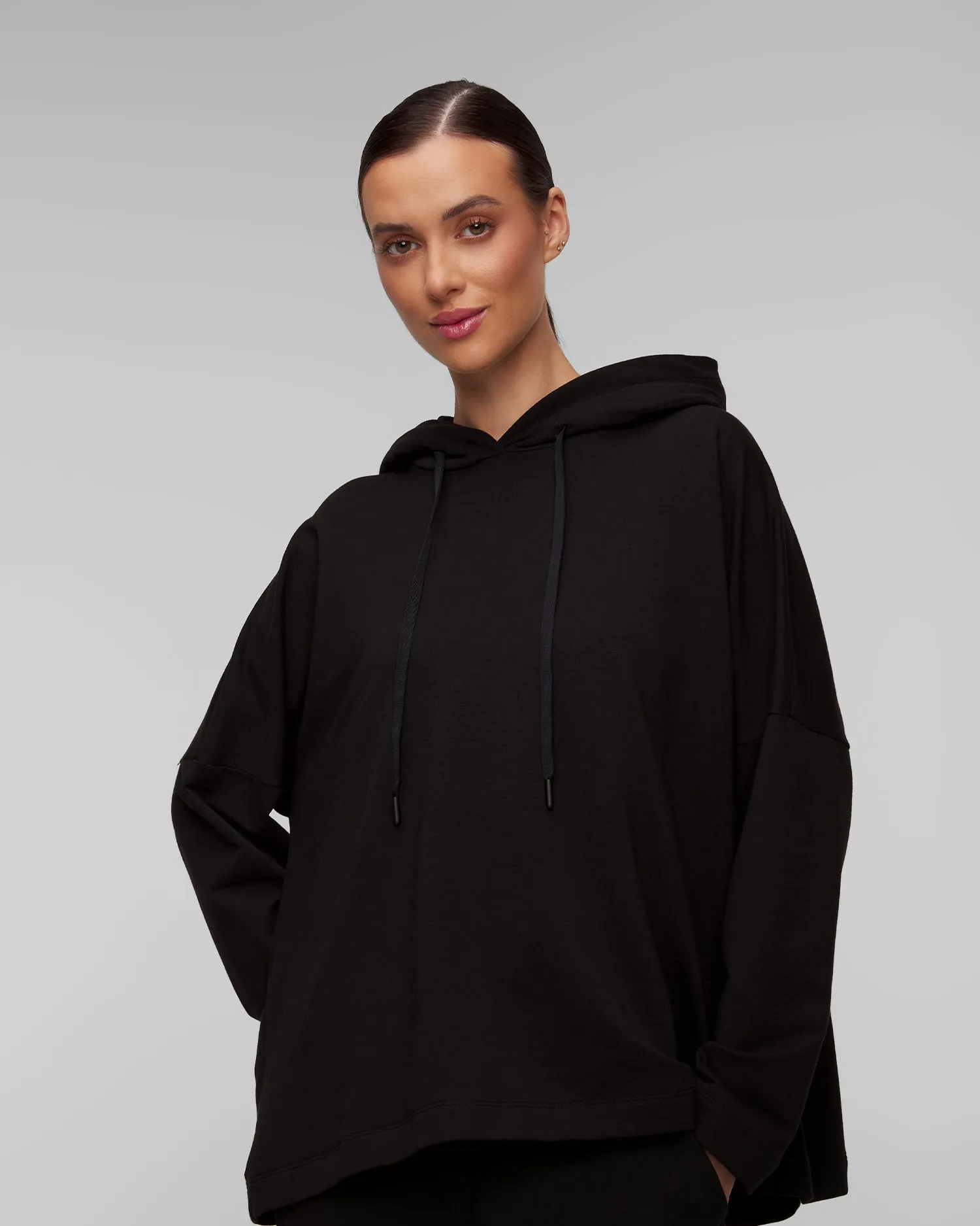 Women's black hooded sweatshirt Deha D12622-10009