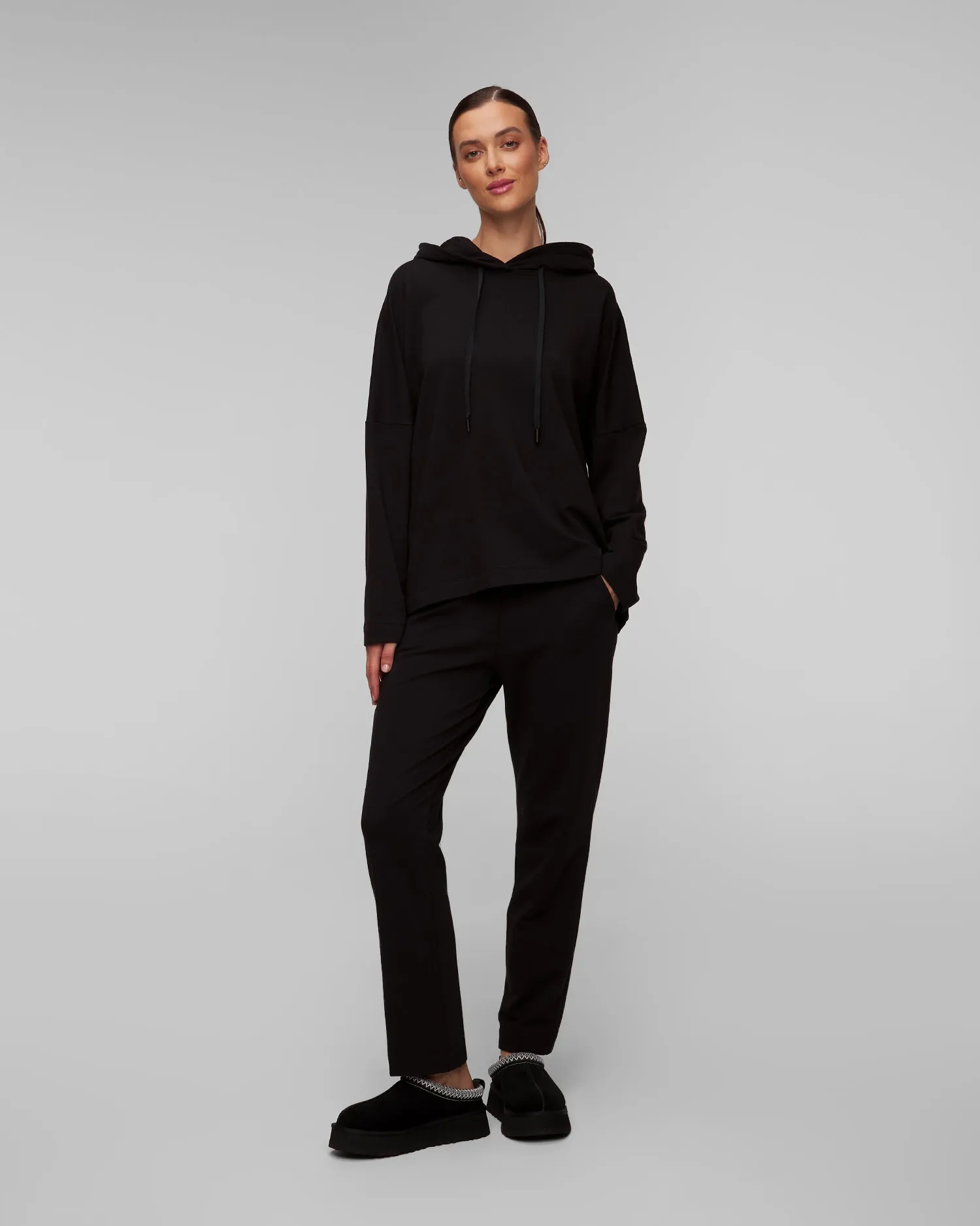 Women's black hooded sweatshirt Deha D12622-10009