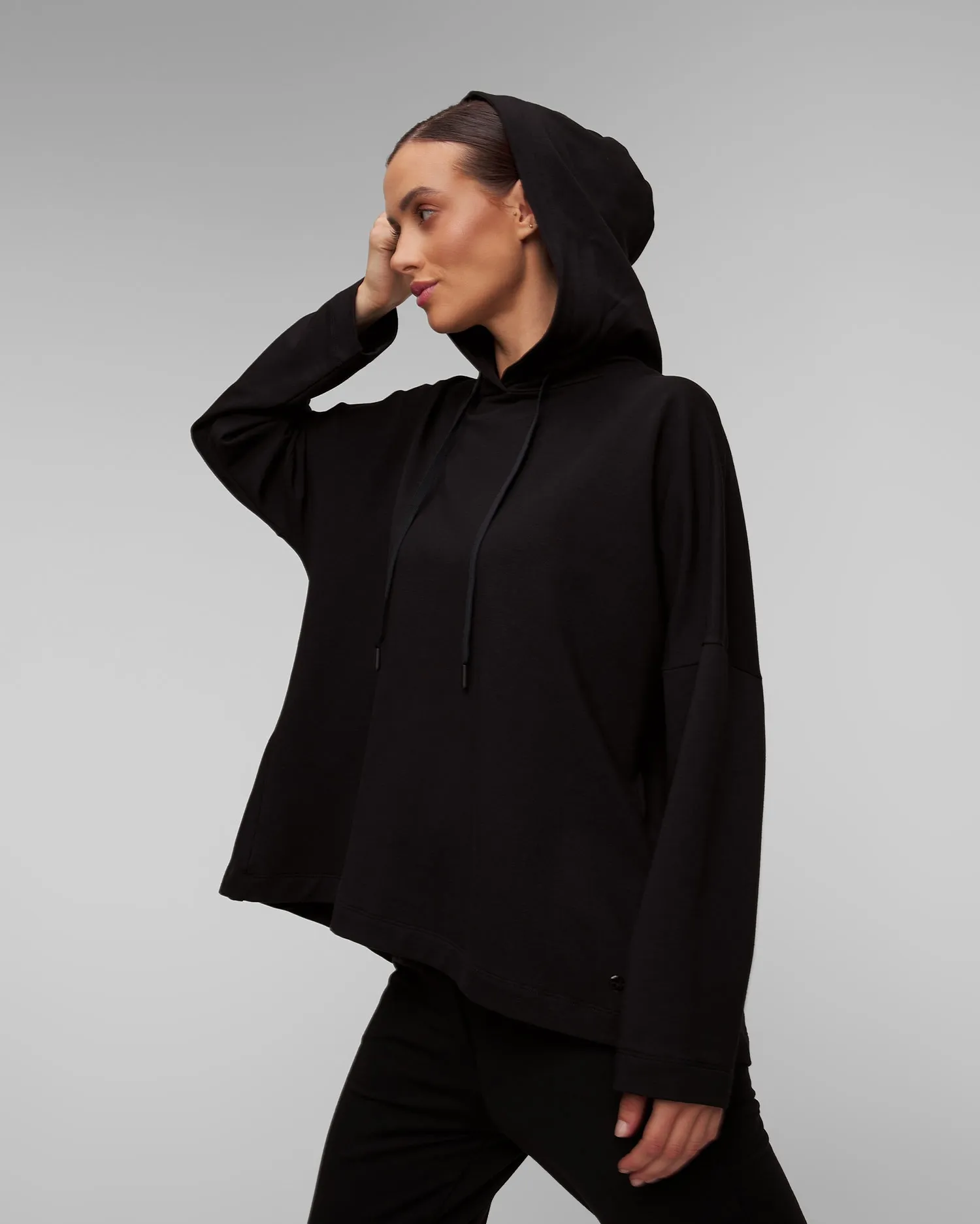 Women's black hooded sweatshirt Deha D12622-10009