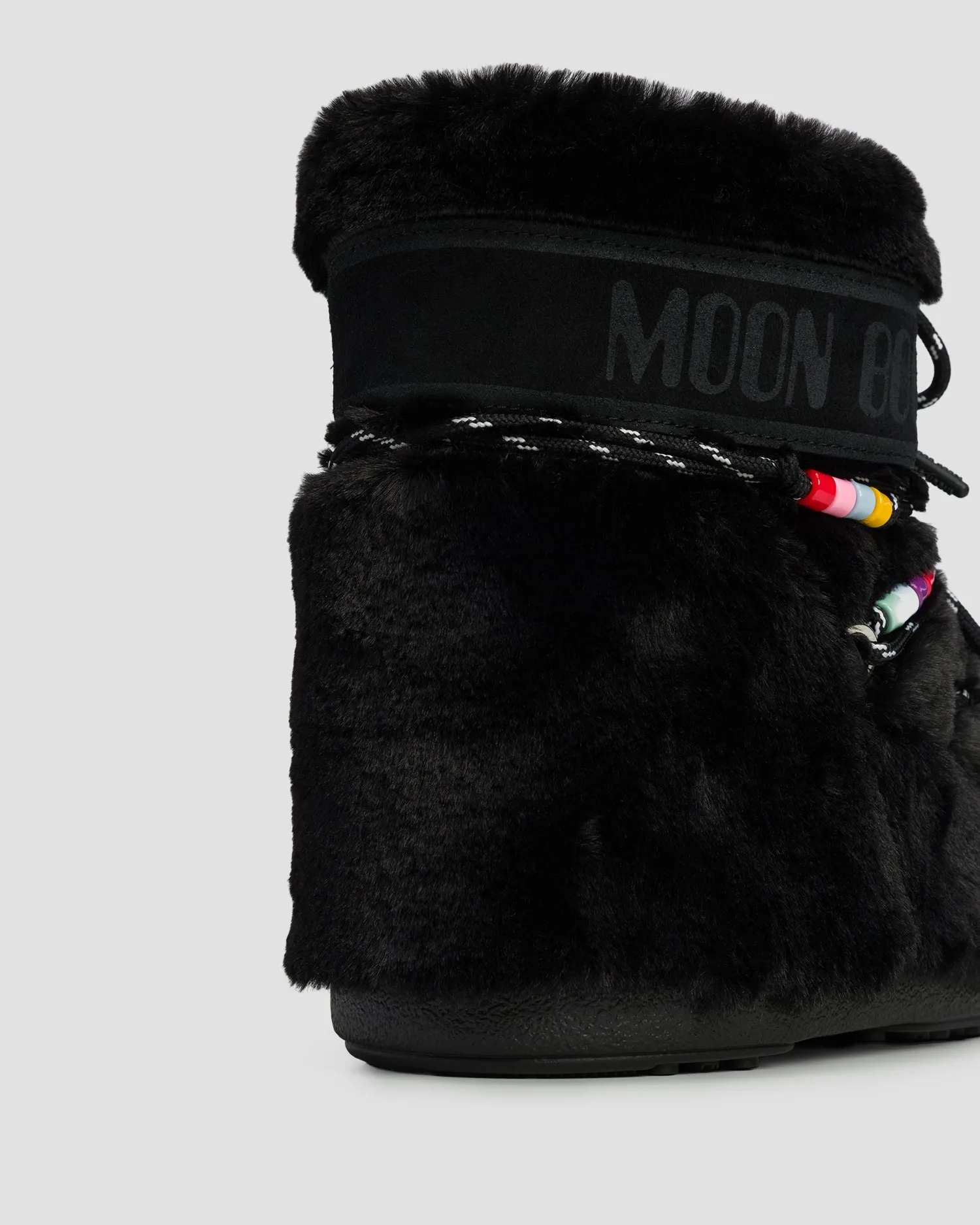 Women's furry winter boots Moon Boot Icon Low Faux Fur Beads New 80D1409470-n001