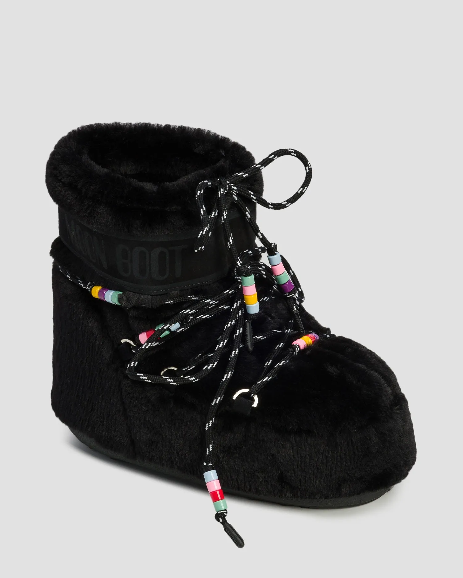 Women's furry winter boots Moon Boot Icon Low Faux Fur Beads New 80D1409470-n001