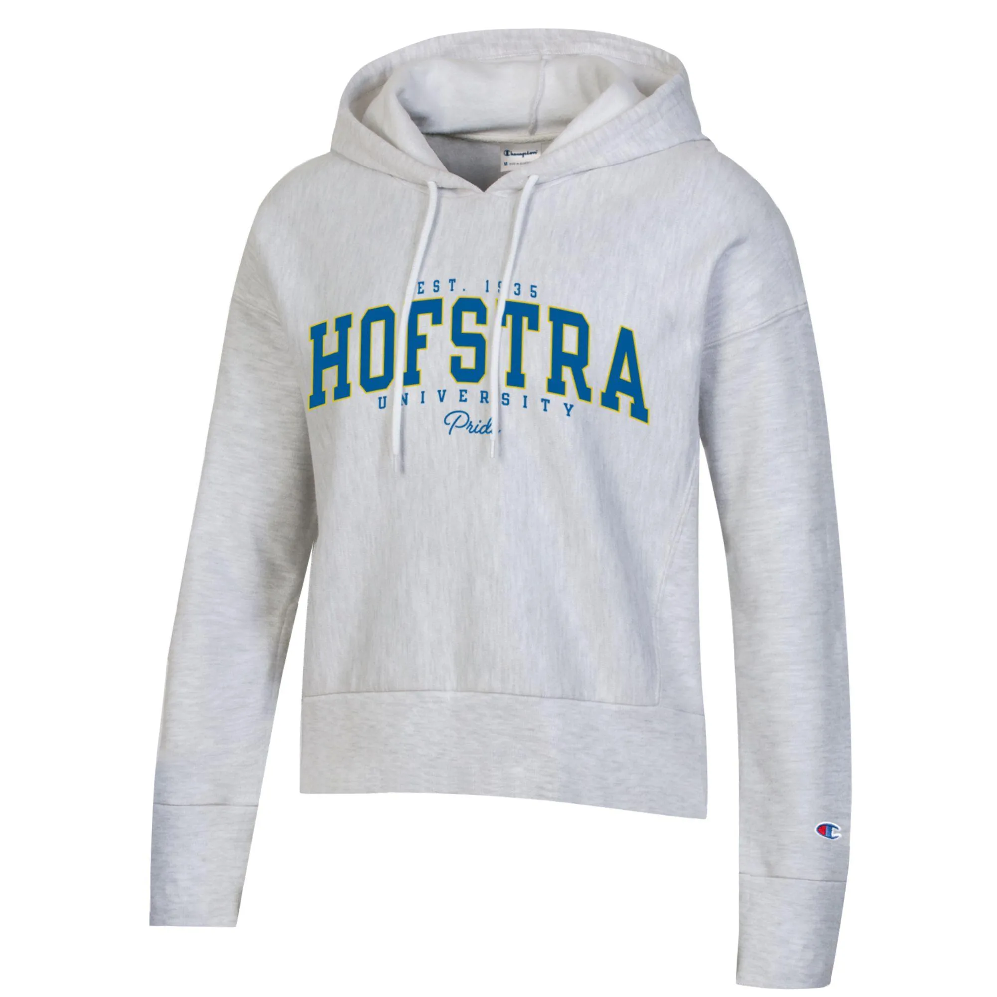 Womens CHAMPION gry Hofstra University REVERSE WEAVE CROP HOOD