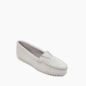  Women's Deerskin Gore Front Moccasin in White  