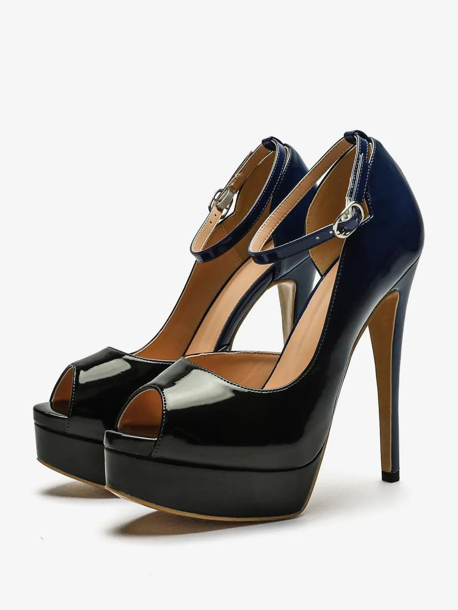 Peep Toe Ankle Strap Platform Heels