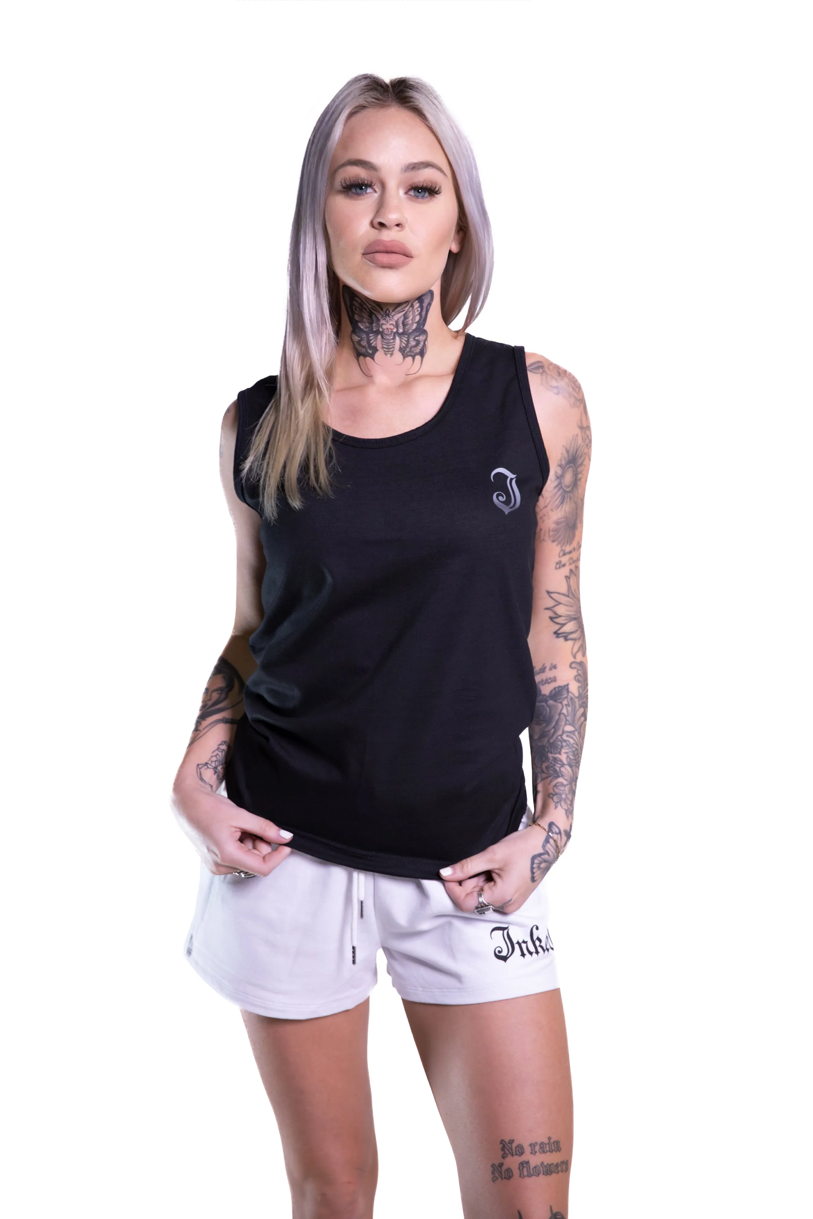 Motorcycle Tank Top with Women's Tattoo Style Logo