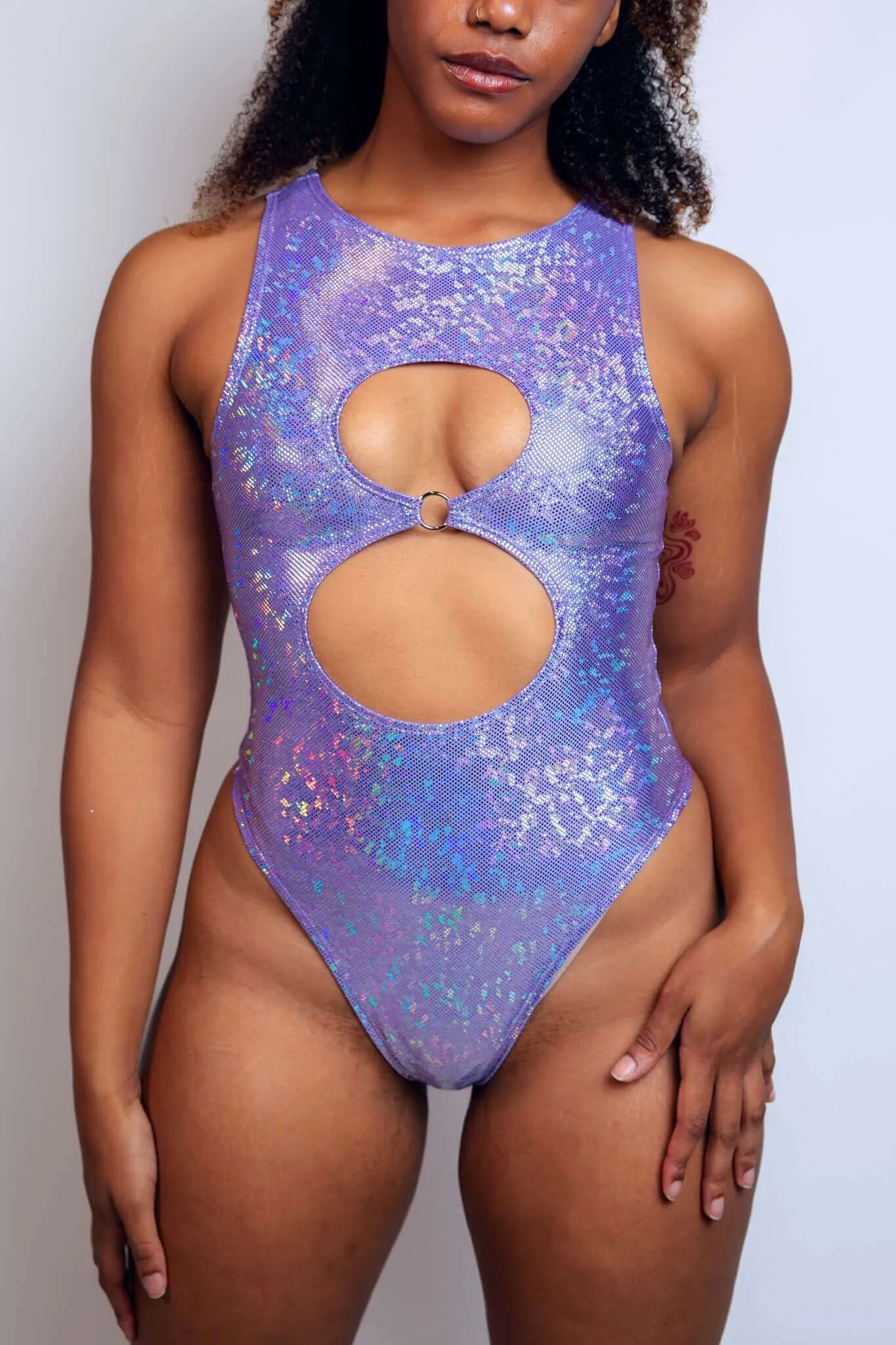 Lavender Holo Keyhole Bodysuit