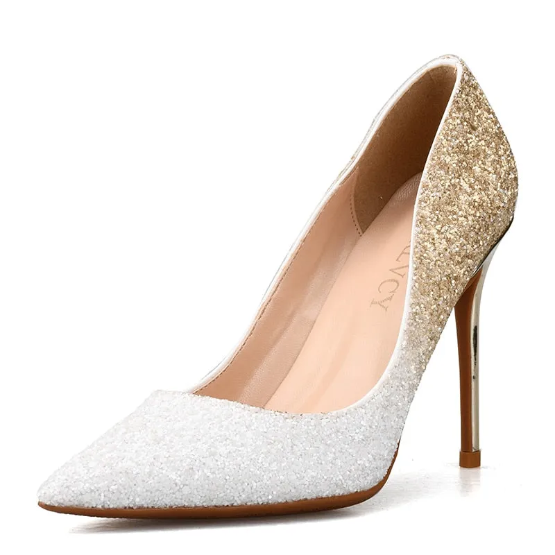 Sequin Shallow Mouth High Heel Pumps Women's Synthetic Leather Party