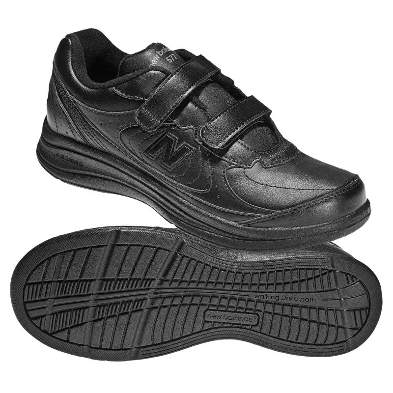  Women's Walking 577 Black Hook and Loop Shoe in Black  