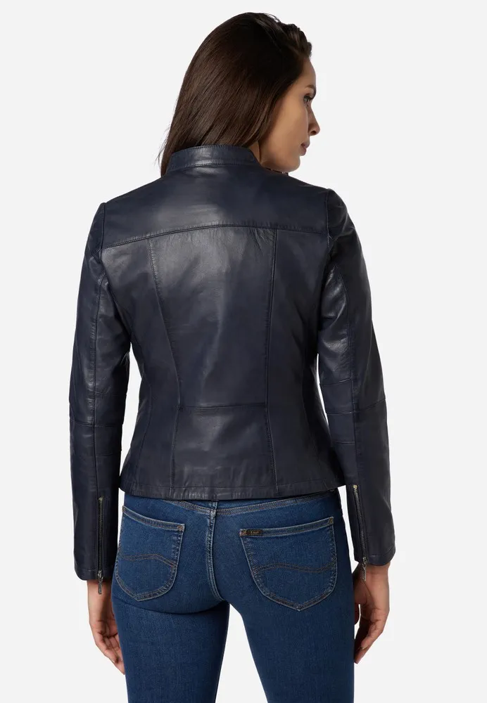 Women's Zip Leather Jacket - Abigail