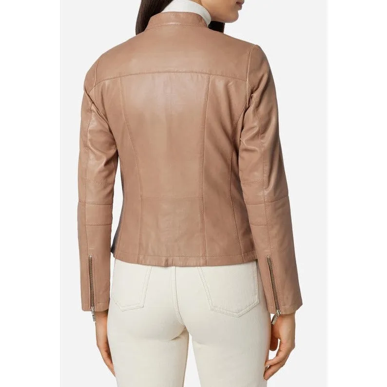 Women's Zip Leather Jacket - Abigail