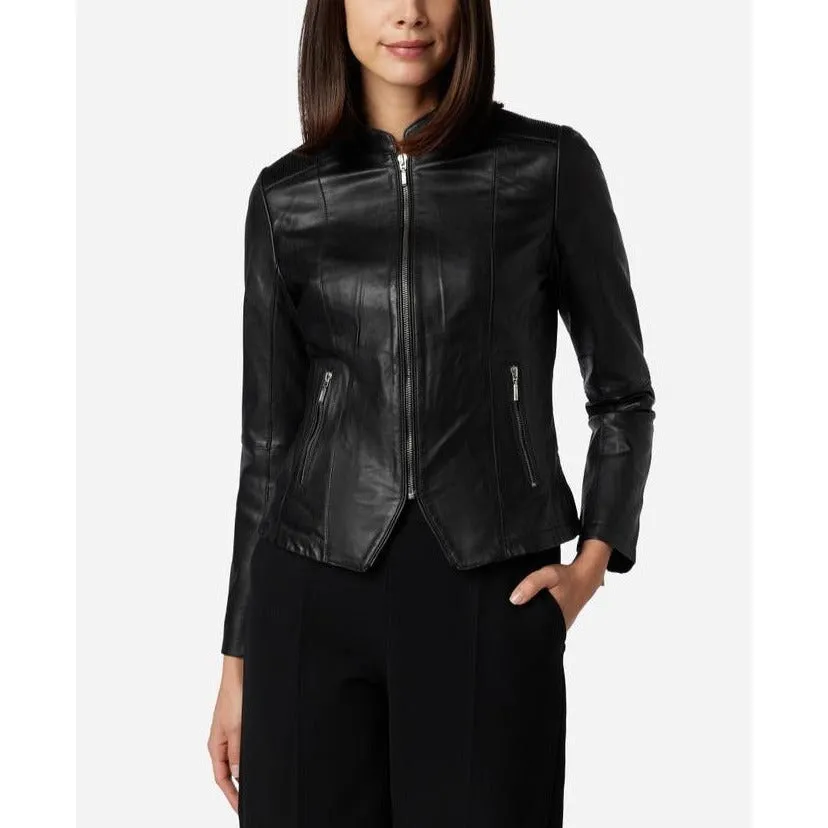 Women's Zip Leather Jacket - Abigail