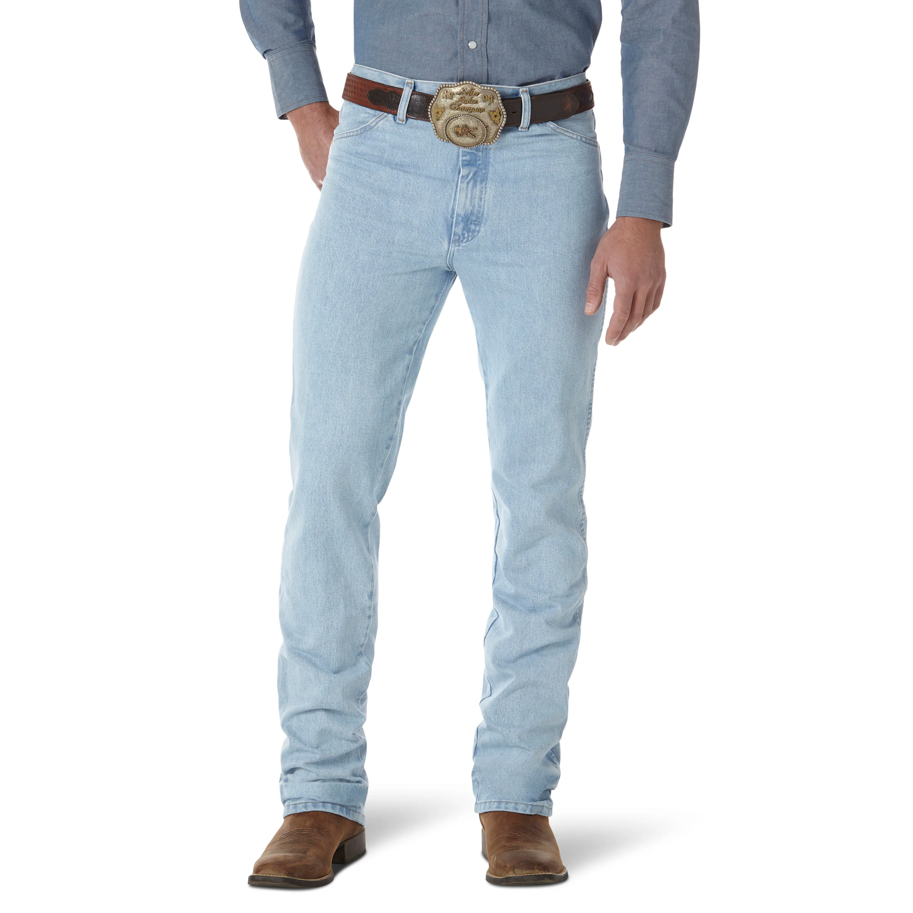 Men's Bleach Wrangler Cowboy Cut Slim Fit Jeans