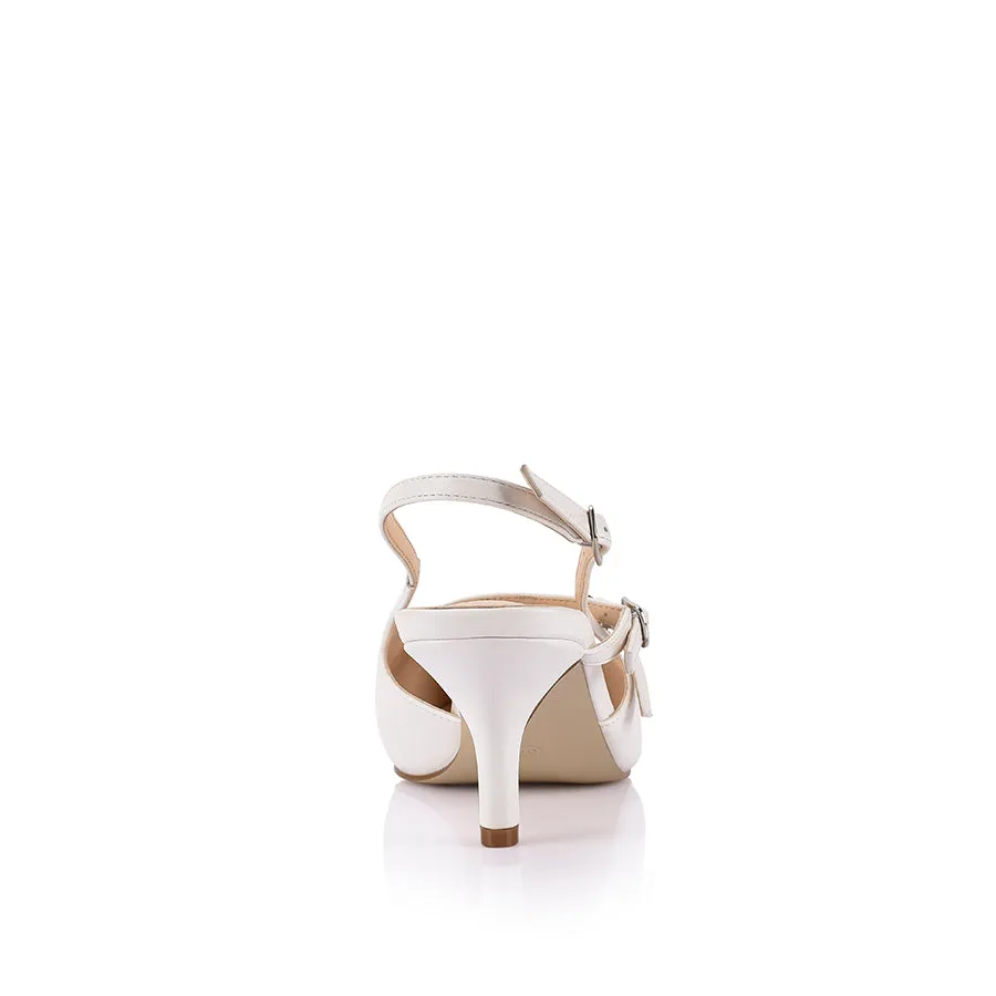 Zedd Point Toe Kitten Heels - Chalk